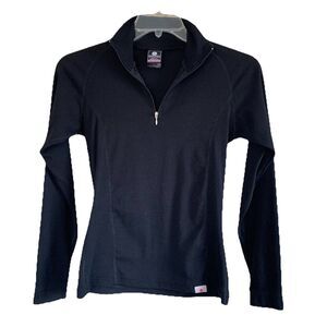 Vintage Burton Women's 1/4 Zip Base Layer Pullover Shirt Black Medium USA Made